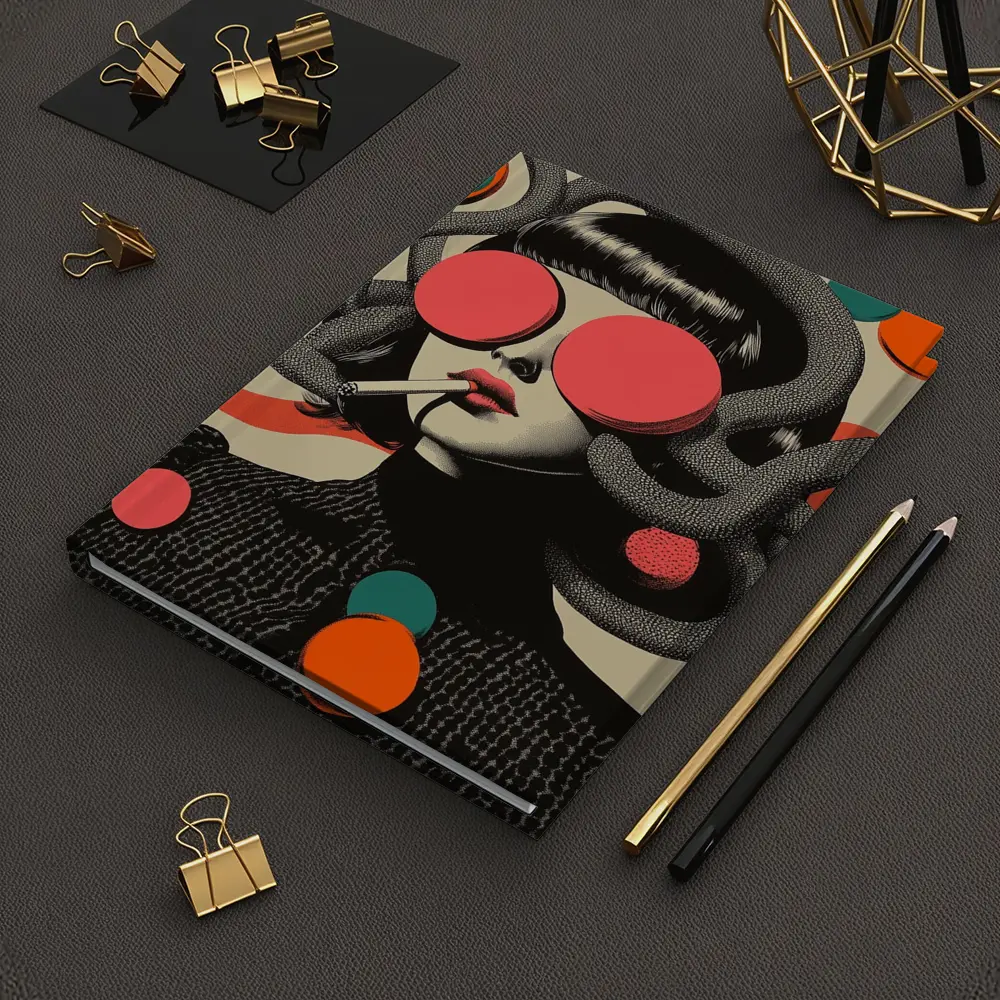 Retro Pop Art Woman Smoking Surreal Collage – Notebooks