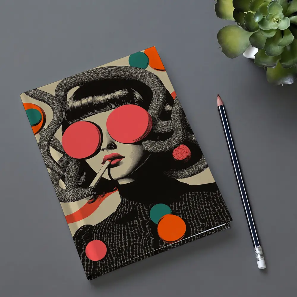Retro Pop Art Woman Smoking Surreal Collage – Notebooks