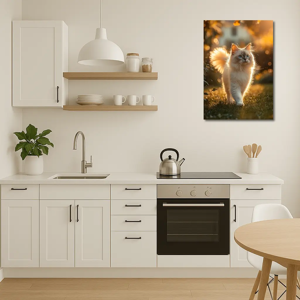 Ragdoll Cat Walking in Golden Garden – Wall Art
