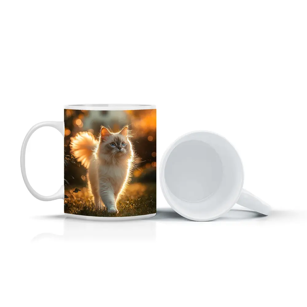 Ragdoll Cat Walking in Golden Garden – Mugs