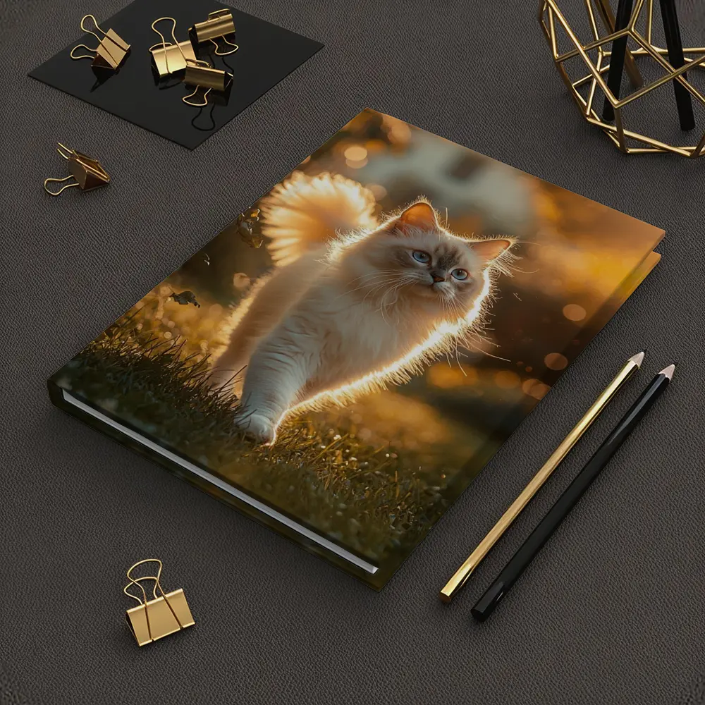 Ragdoll Cat Walking in Golden Garden – Notebooks