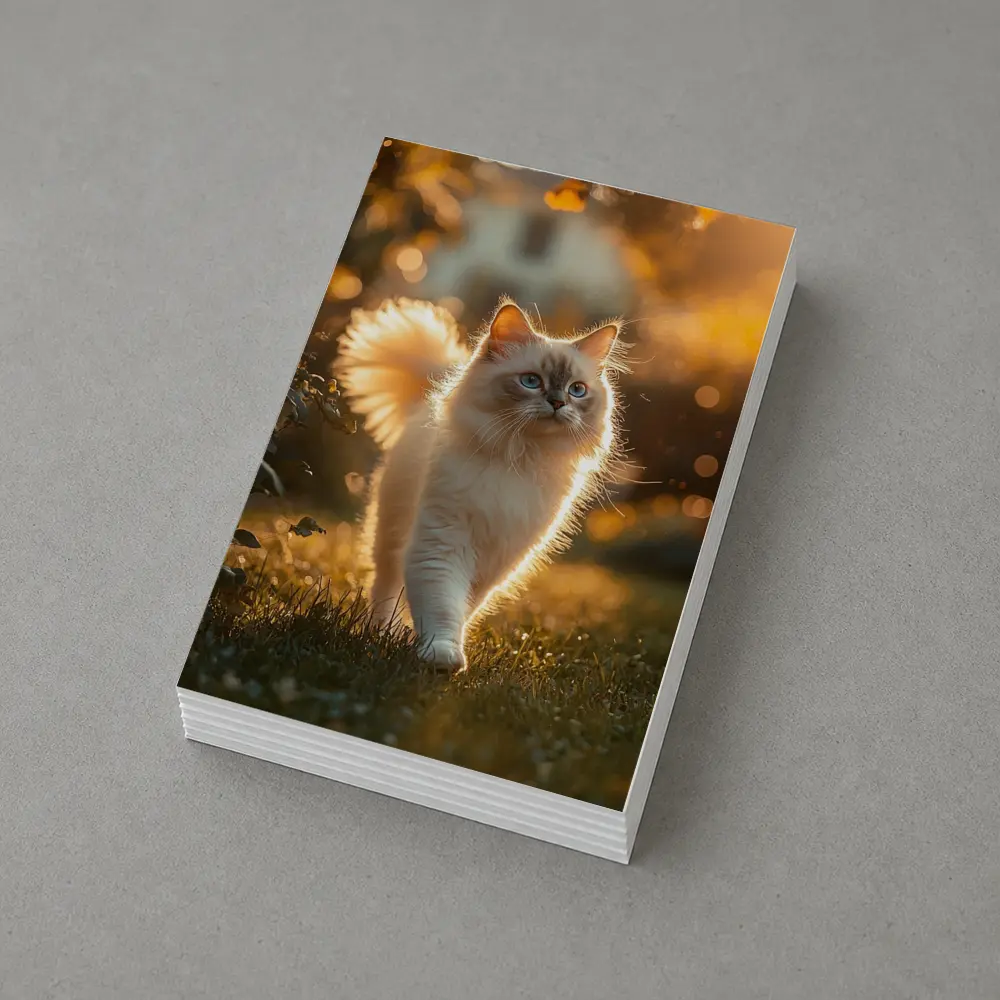 Ragdoll Cat Walking in Golden Garden – Postcards