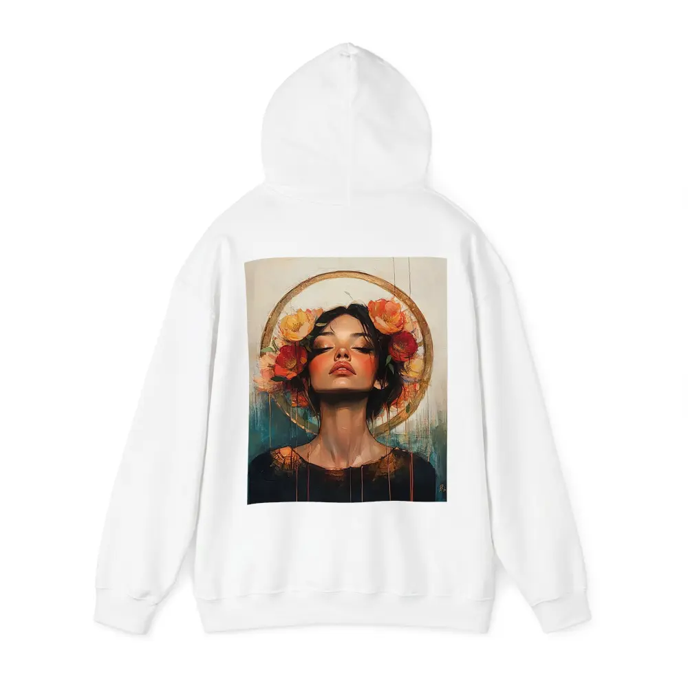 Woman Floral Crown Gold Halo Oil Painting – Hoodies