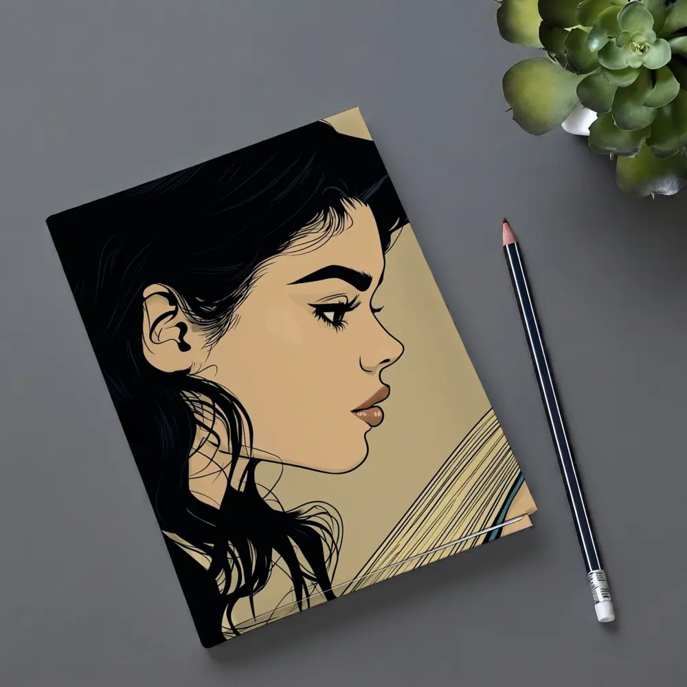 Pop Art Woman Reading Book Beige Background – Notebooks