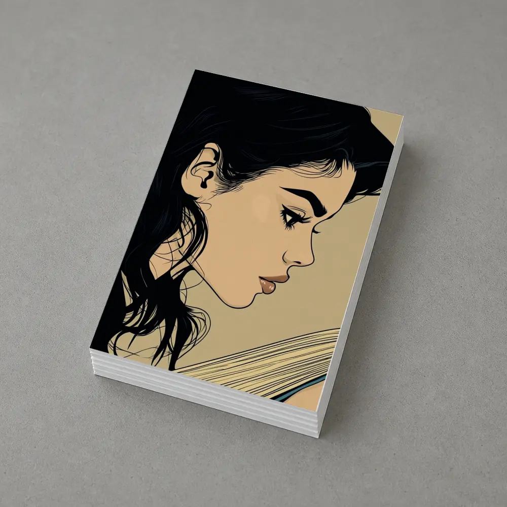 Pop Art Woman Reading Book Beige Background – Postcards