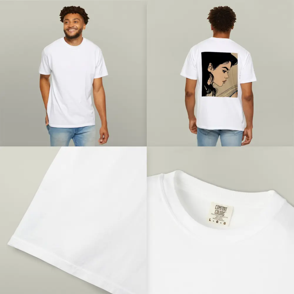 Pop Art Woman Reading Book Beige Background – T-Shirts