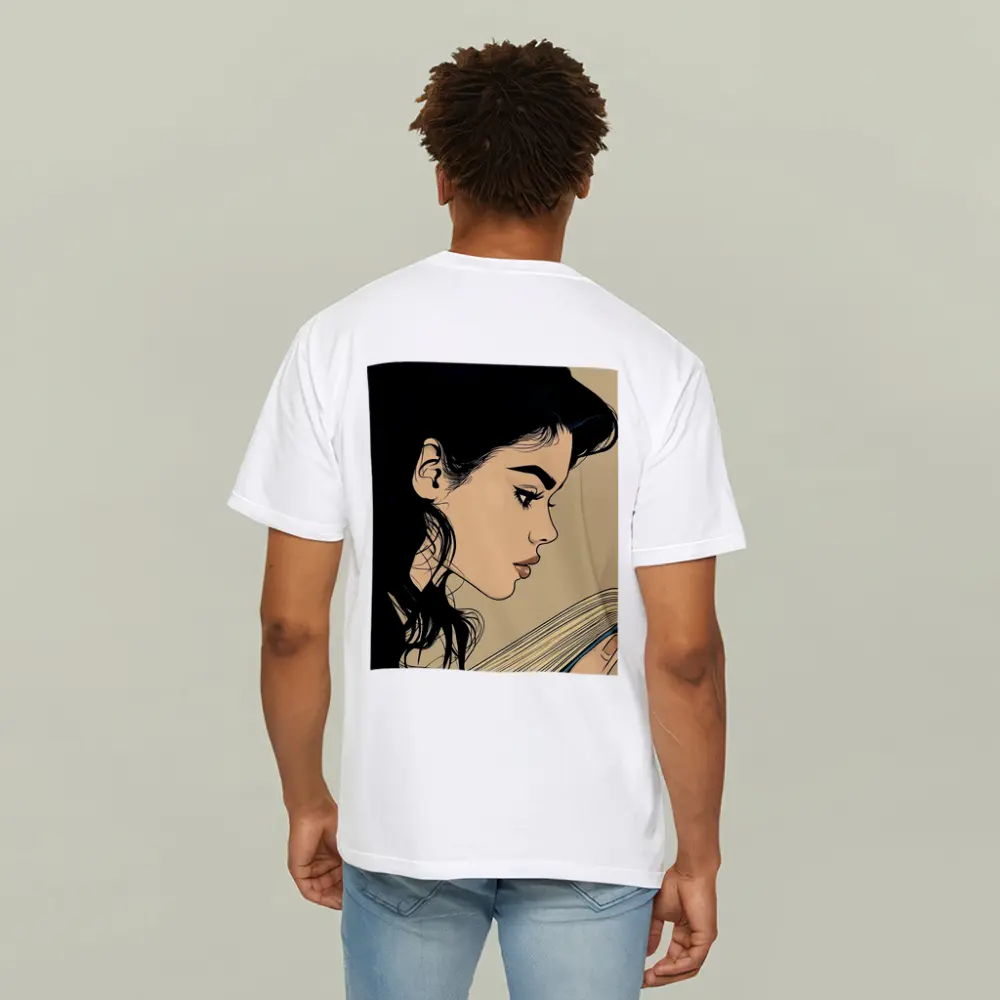 Pop Art Woman Reading Book Beige Background – T-Shirts