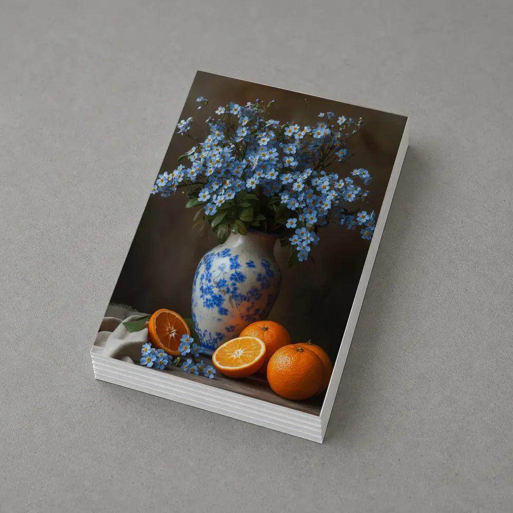 Forget Me Not Flowers Blue Vase Oranges – Postcards