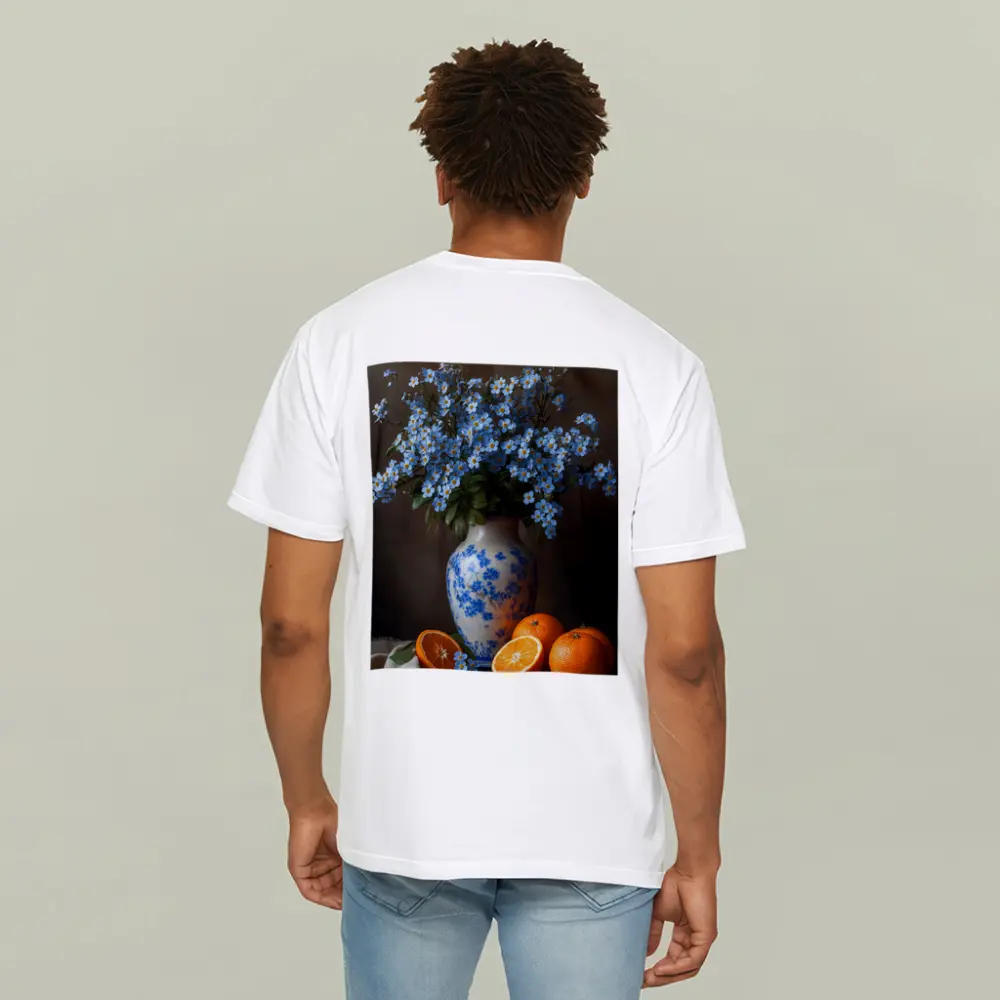 Forget Me Not Flowers Blue Vase Oranges – T-Shirts