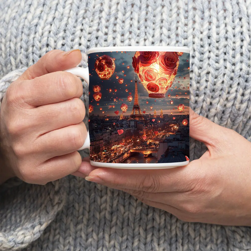 Eiffel Tower Paris Rose Hot Air Balloons – Mugs