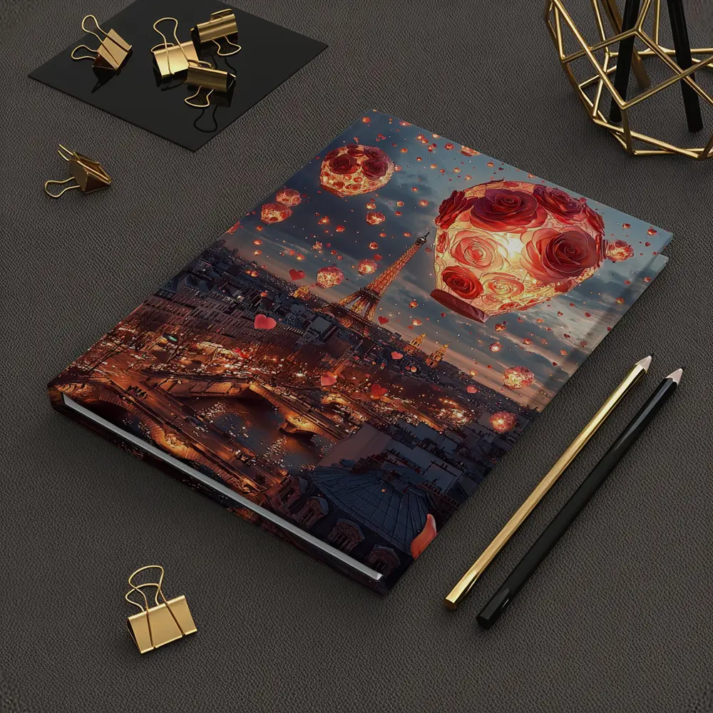 Eiffel Tower Paris Rose Hot Air Balloons – Notebooks