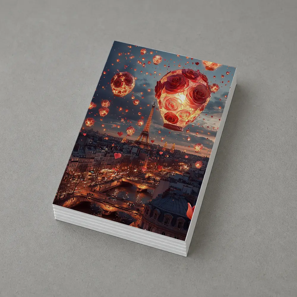 Eiffel Tower Paris Rose Hot Air Balloons – Postcards