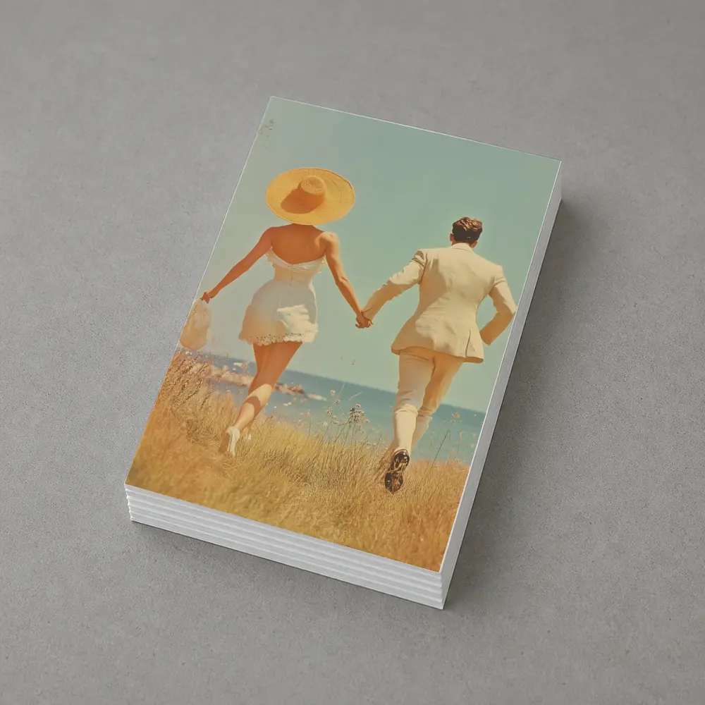 Couple Holding Hands Walking Toward Ocean – Postcards