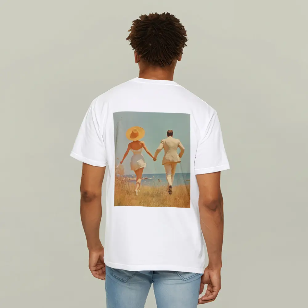 Couple Holding Hands Walking Toward Ocean – T-Shirts