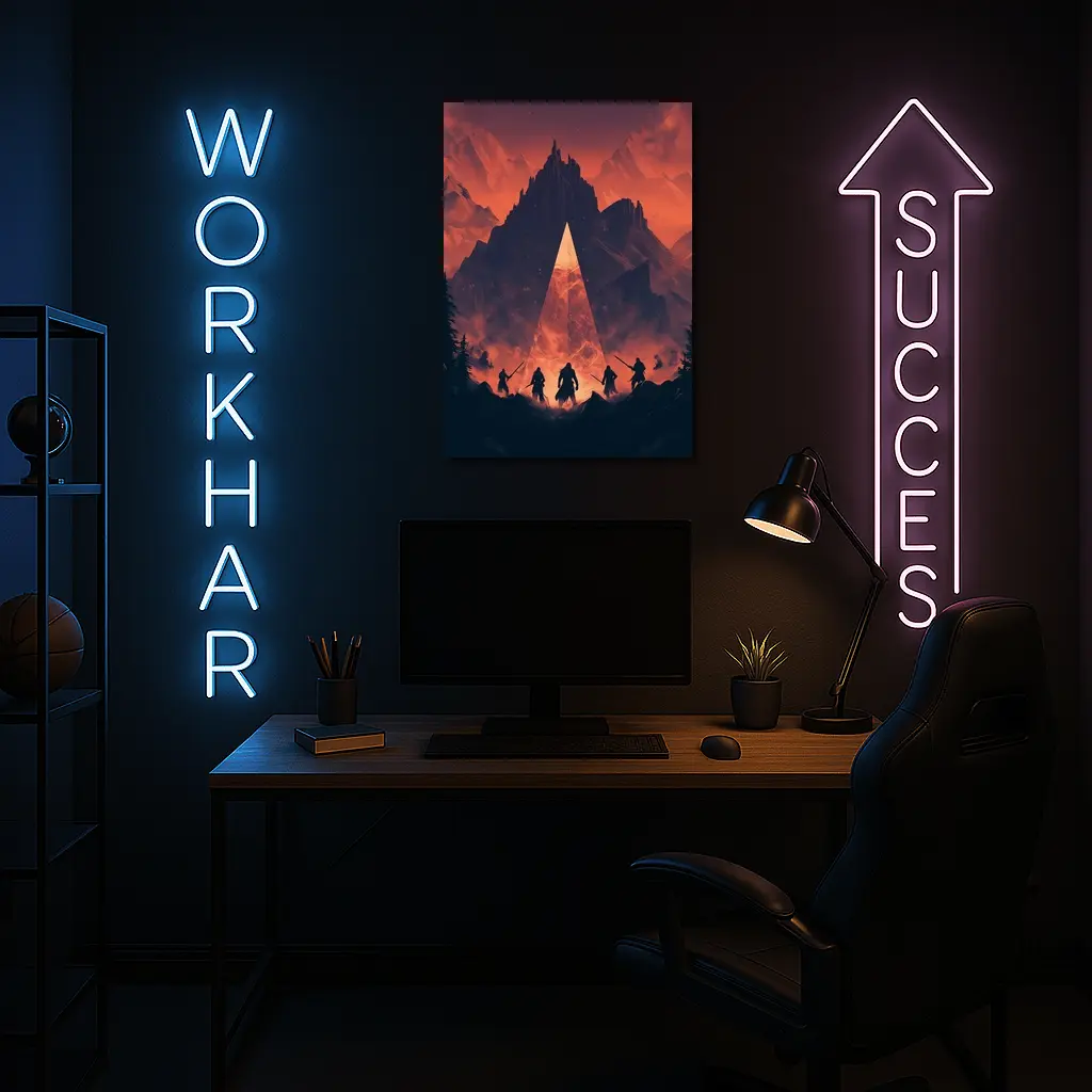 Warriors Before Glowing Portal Mountain Fantasy – Wall Art
