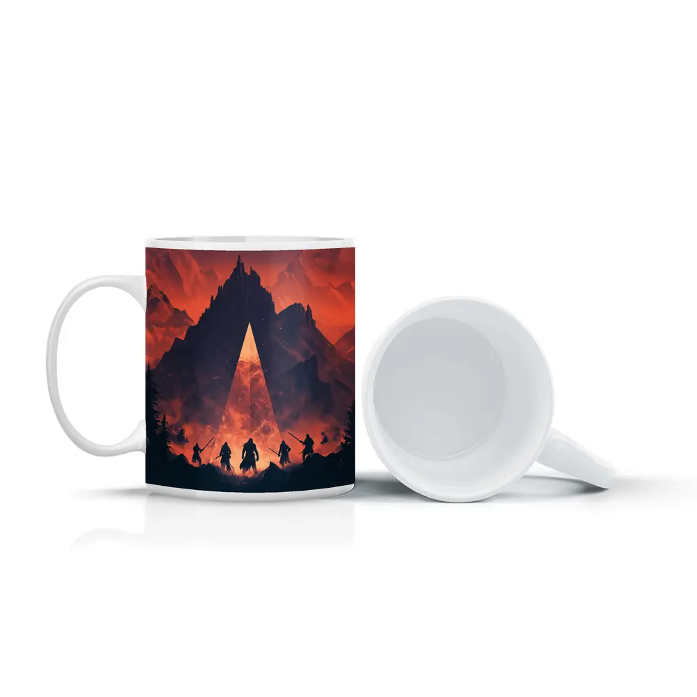 Warriors Before Glowing Portal Mountain Fantasy – Mugs