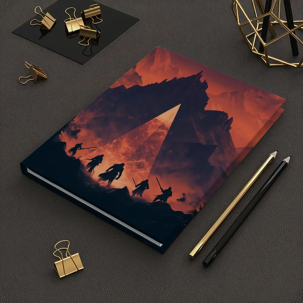 Warriors Before Glowing Portal Mountain Fantasy – Notebooks