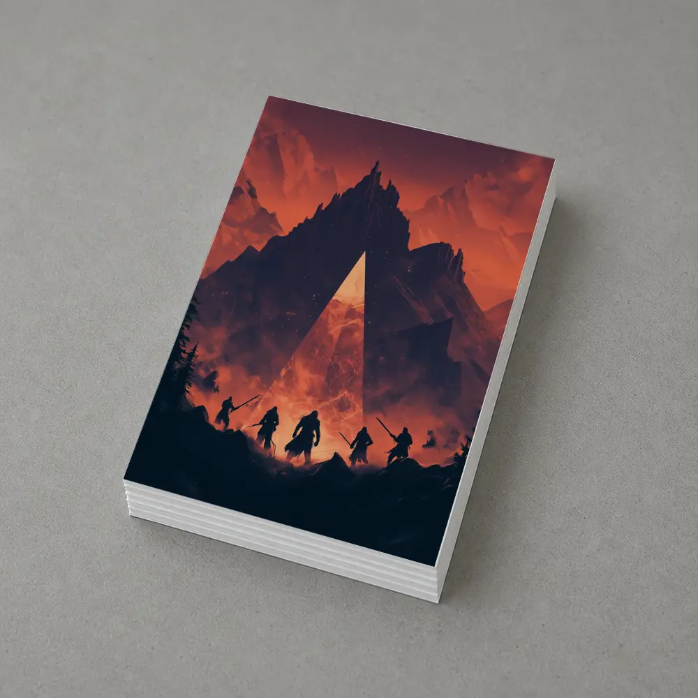 Warriors Before Glowing Portal Mountain Fantasy – Postcards