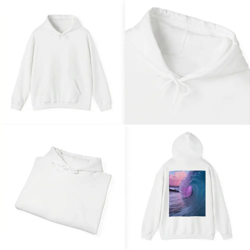 Teal Ocean Wave Pink Sunset Sky – Hoodies