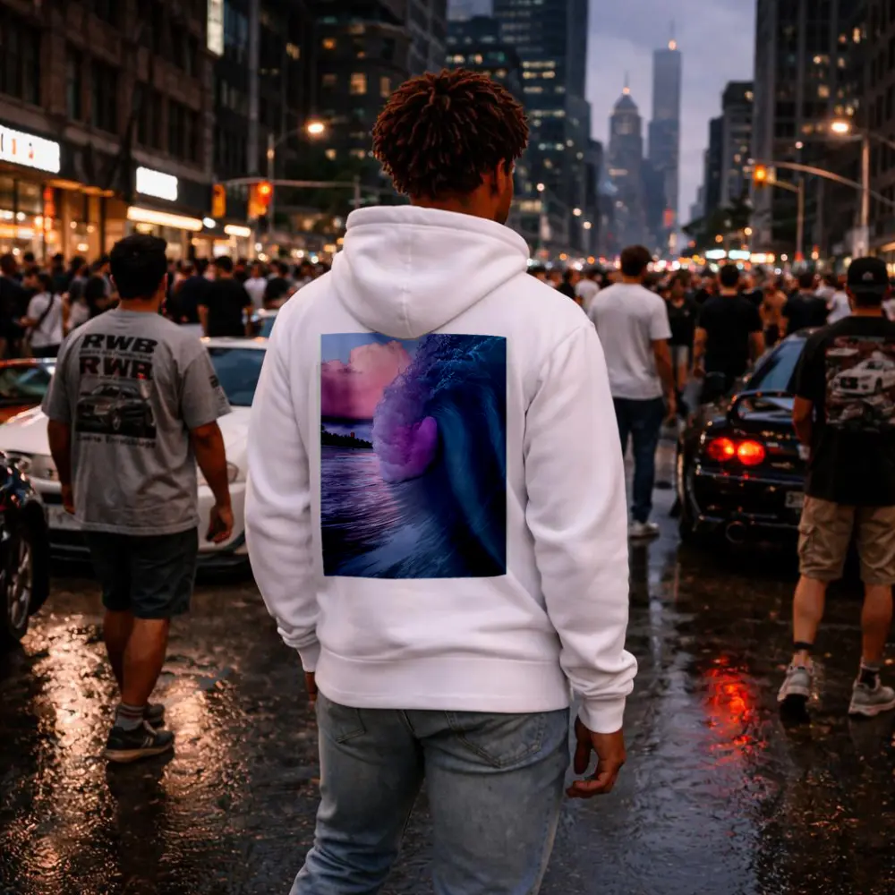 Teal Ocean Wave Pink Sunset Sky – Hoodies