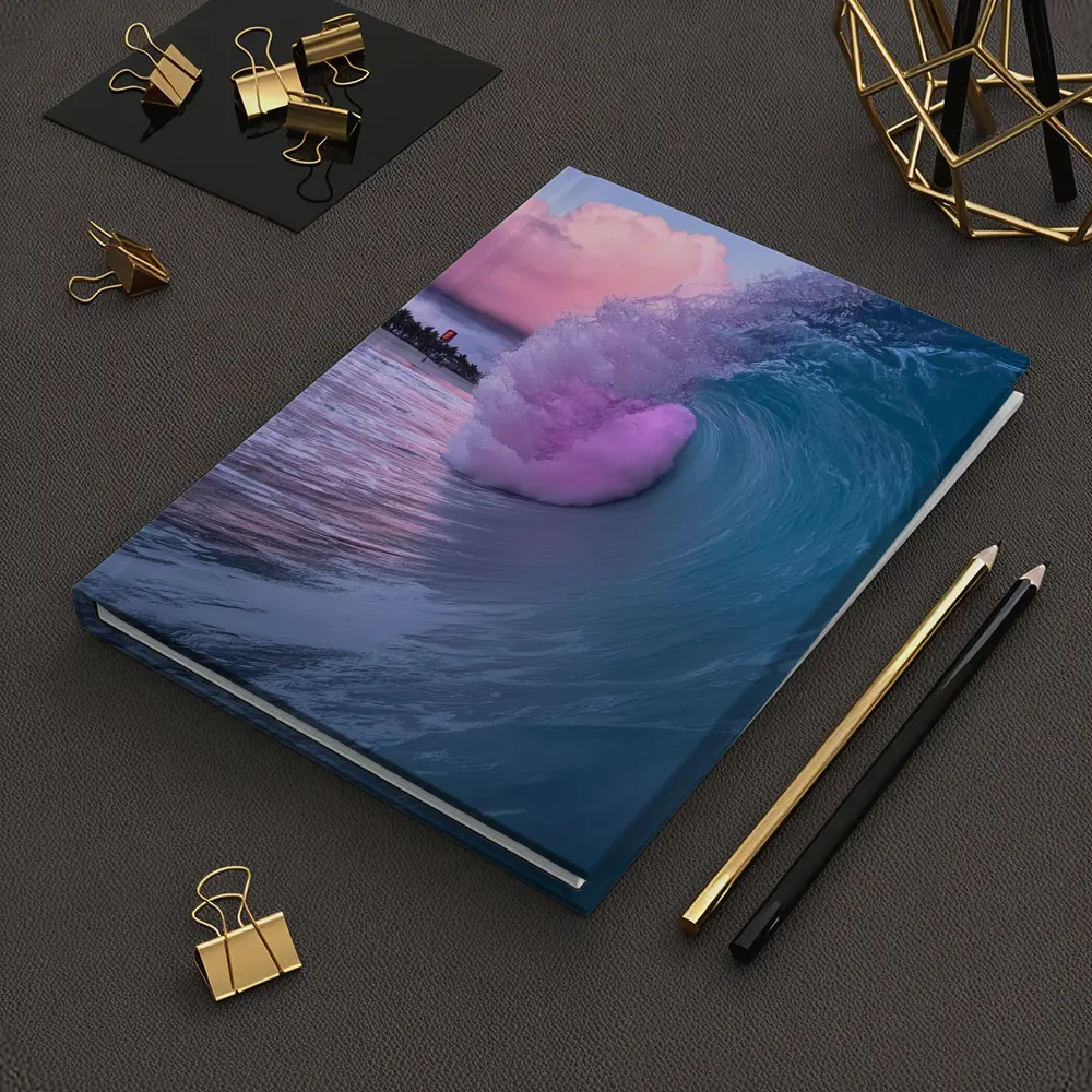 Teal Ocean Wave Pink Sunset Sky – Notebooks