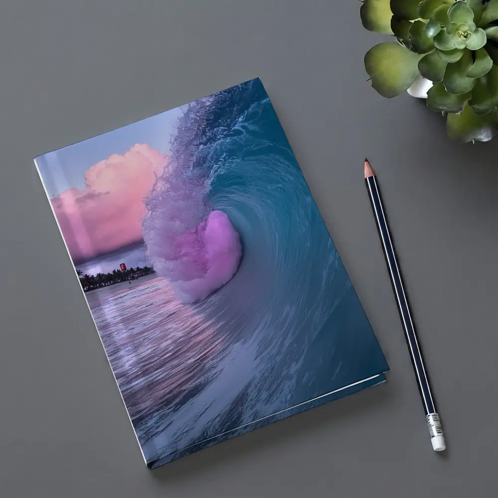 Teal Ocean Wave Pink Sunset Sky – Notebooks