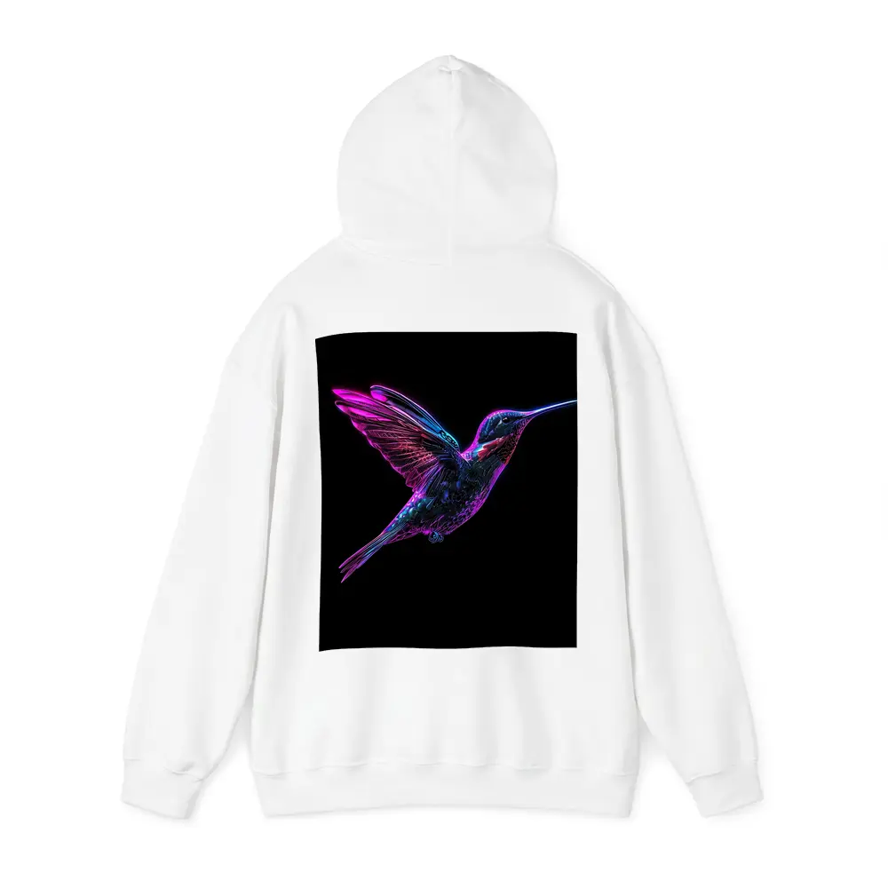 Neon Hummingbird Flying on Black Background – Hoodies