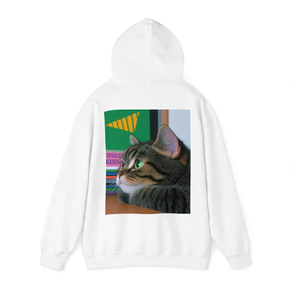 Tabby Cat Watching Colorful Television Screen – Hoodies