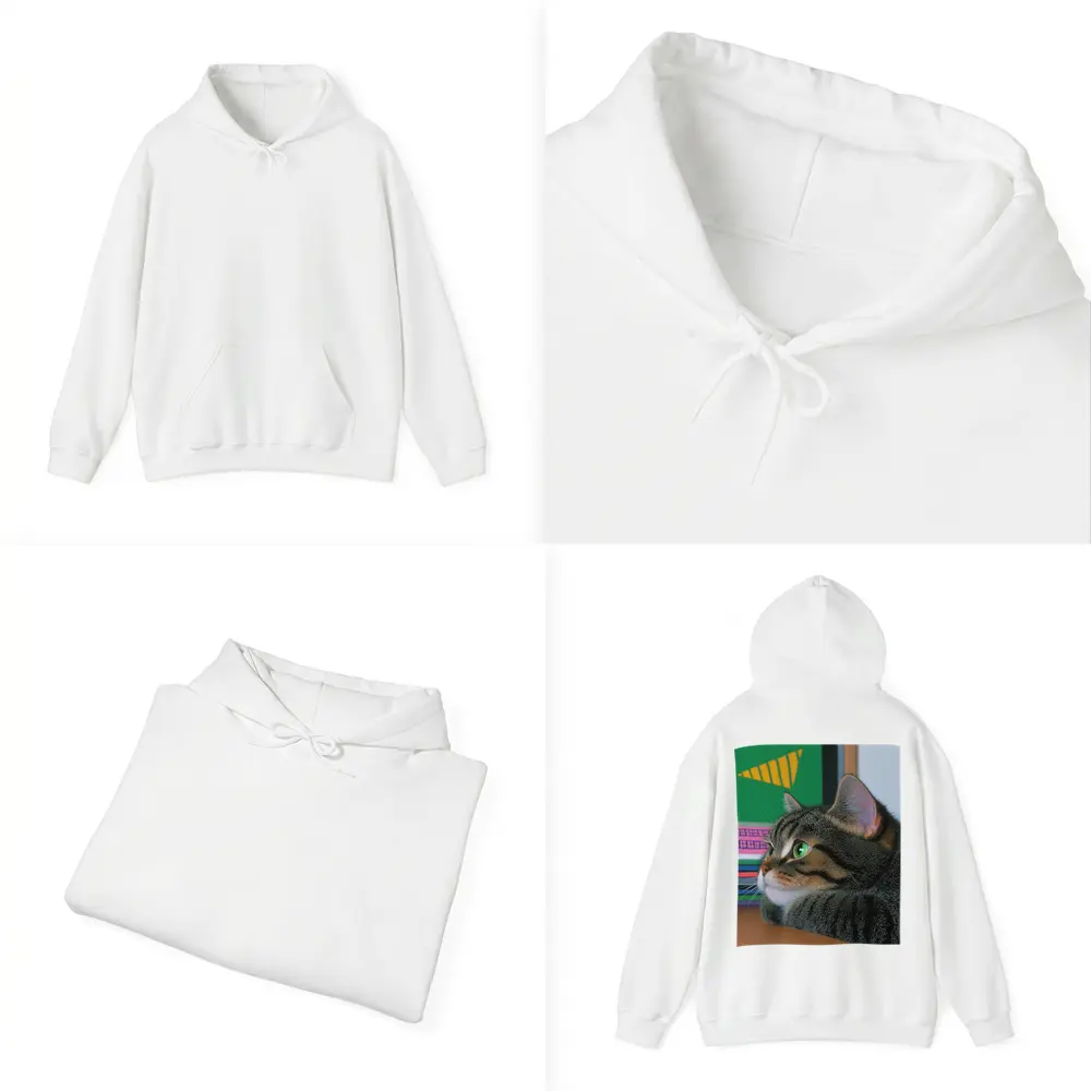 Tabby Cat Watching Colorful Television Screen – Hoodies