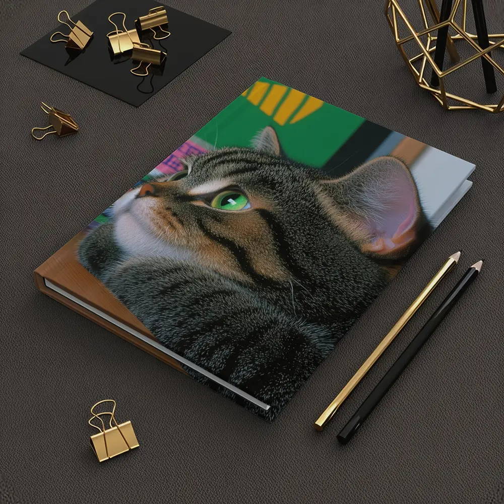 Tabby Cat Watching Colorful Television Screen – Notebooks