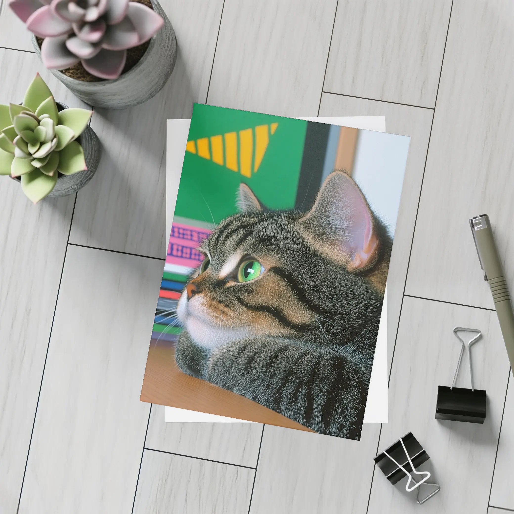 Tabby Cat Watching Colorful Television Screen – Postcards