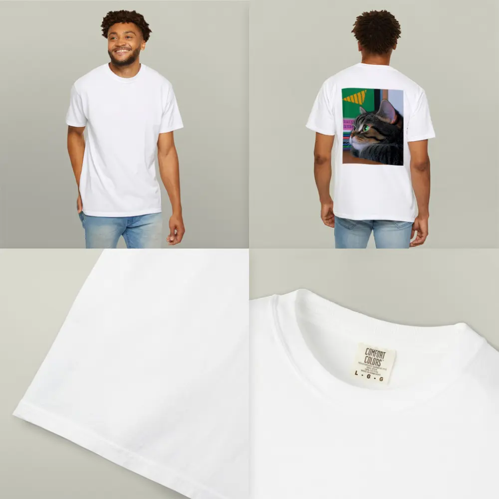 Tabby Cat Watching Colorful Television Screen – T-Shirts