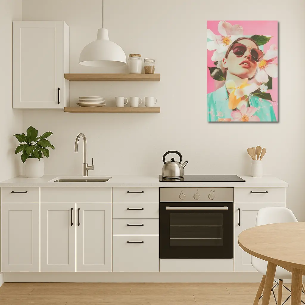 Fashion Woman Sunglasses Floral Pink Collage Art – Wall Art