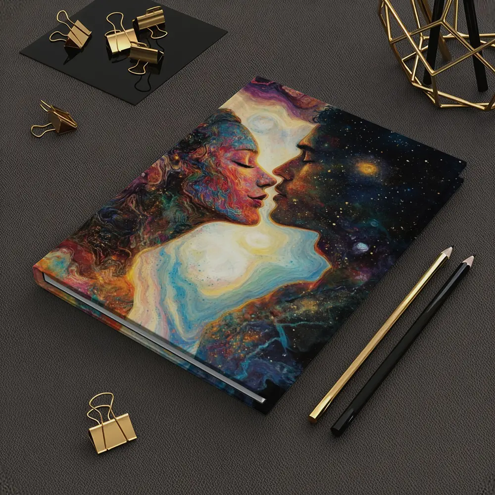 Cosmic Lovers Kiss Surreal Space Art – Notebooks