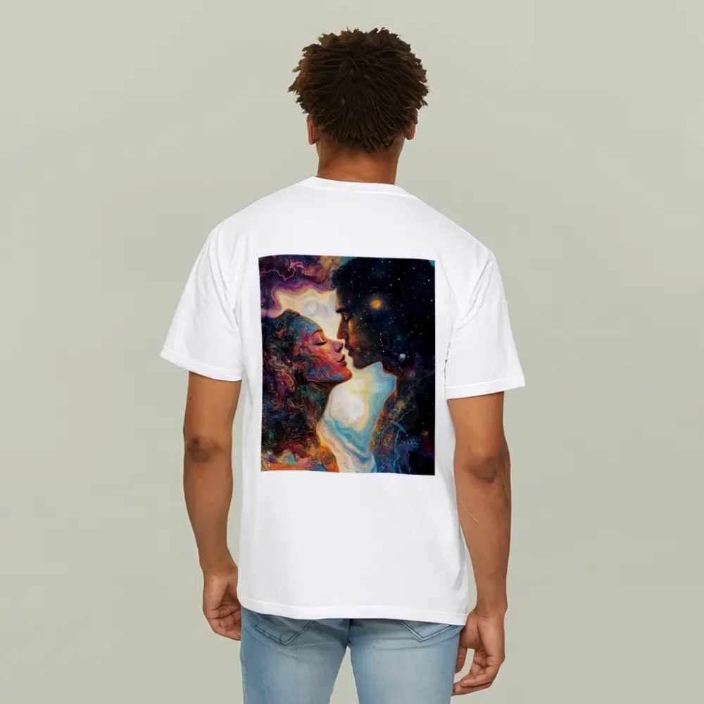 Cosmic Lovers Kiss Surreal Space Art – T-Shirts