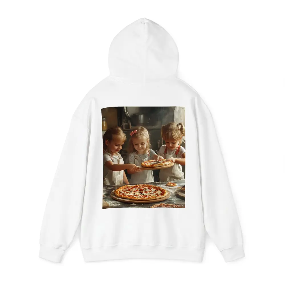 Girls Making Pizza in Rustic Kitchen – Hoodies