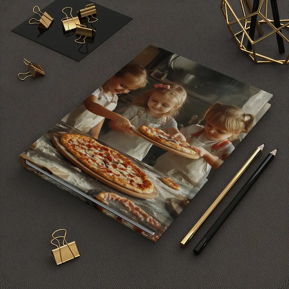 Girls Making Pizza in Rustic Kitchen – Notebooks