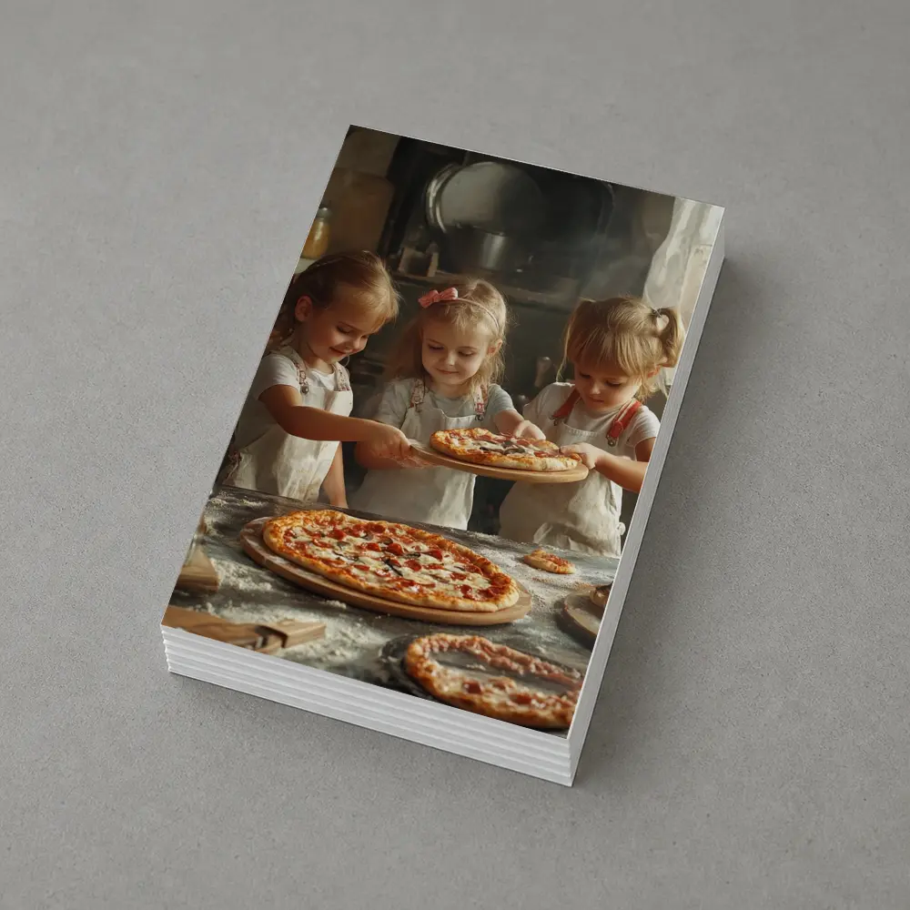 Girls Making Pizza in Rustic Kitchen – Postcards