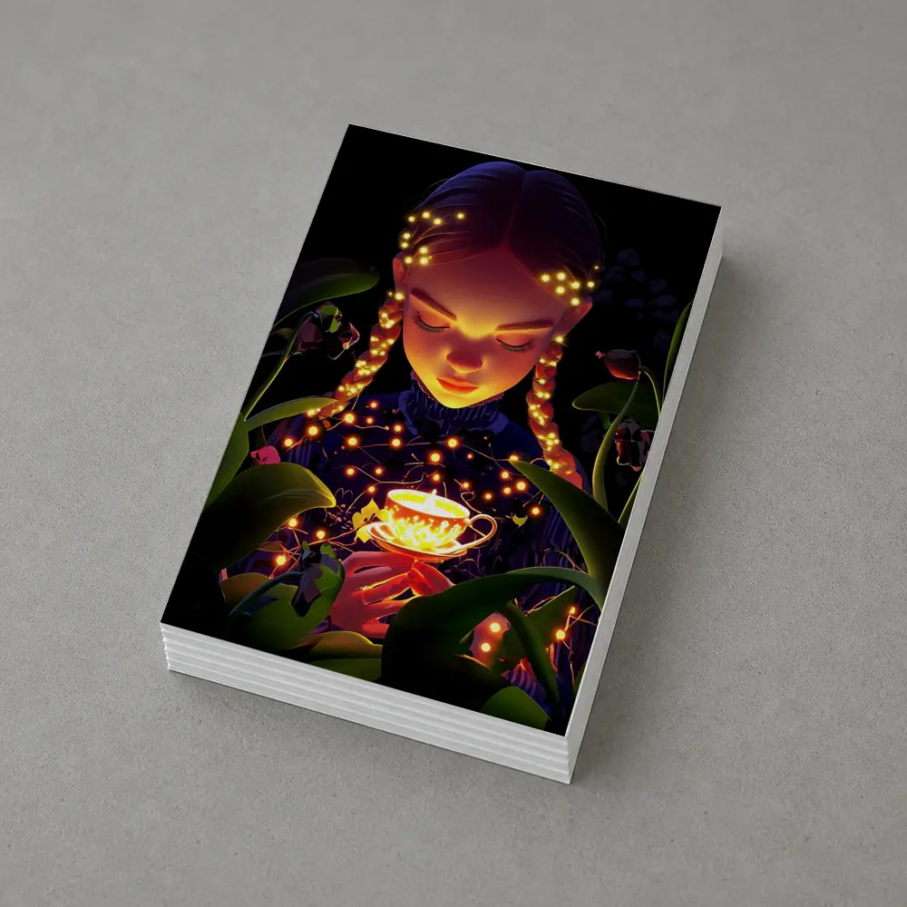 Girl With Glowing Tea Cup Dark Fantasy – Postcards