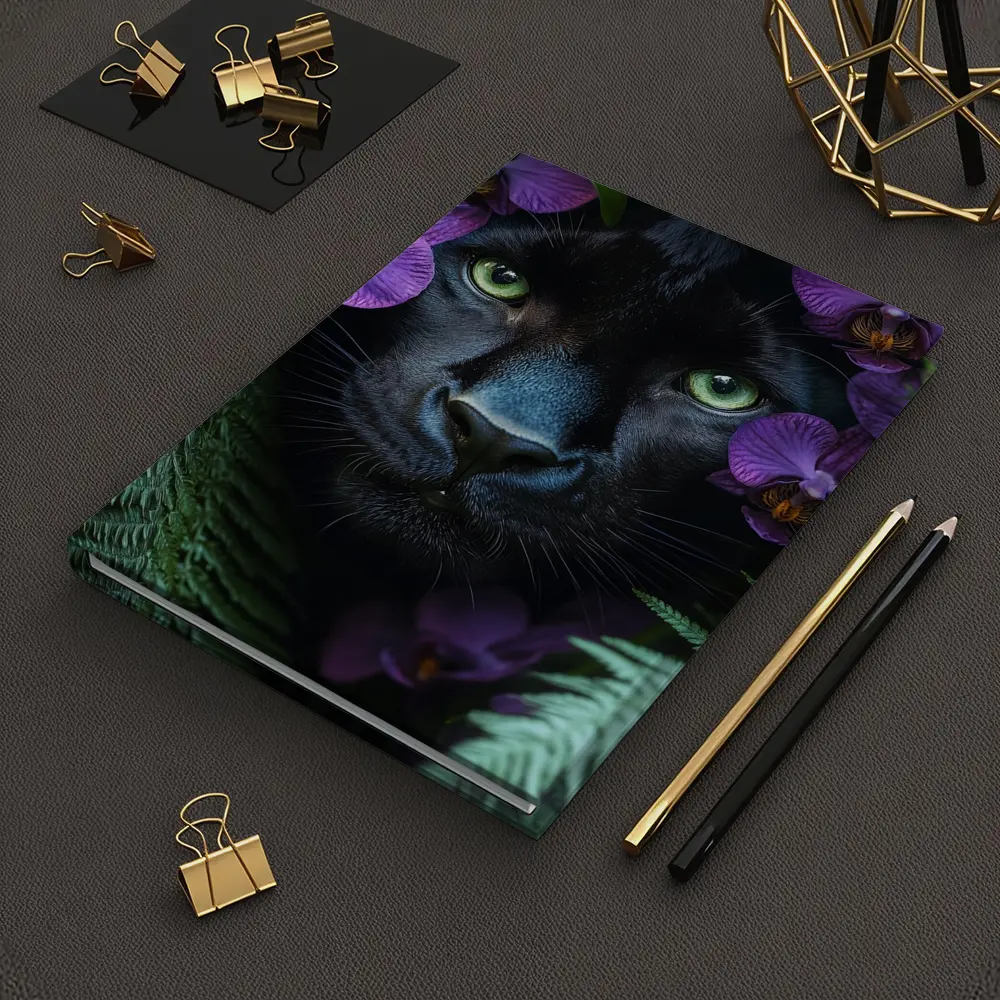 Black Panther With Purple Orchids Jungle – Notebooks