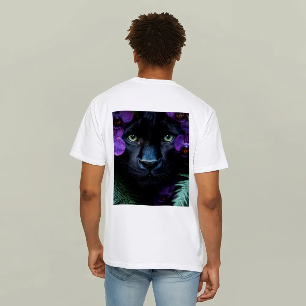 Black Panther With Purple Orchids Jungle – T-Shirts