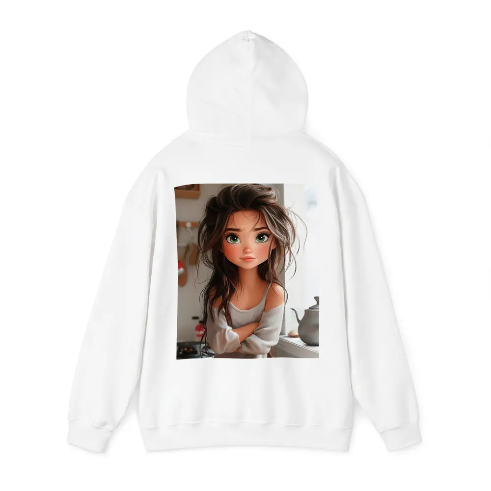 Cartoon Girl Green Eyes Kitchen Morning – Hoodies