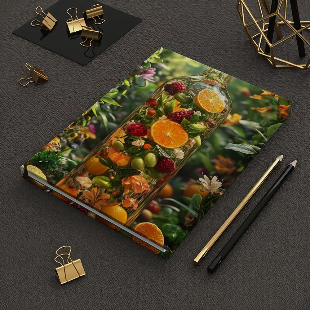 Glass Bottle Filled With Tropical Fruits Garden – Notebooks