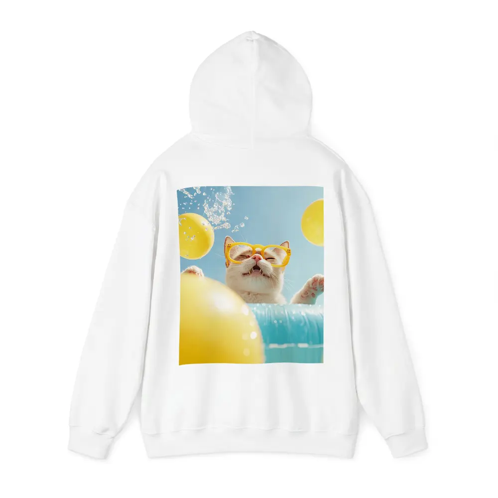 Happy Cat Yellow Sunglasses Pool Summer – Hoodies