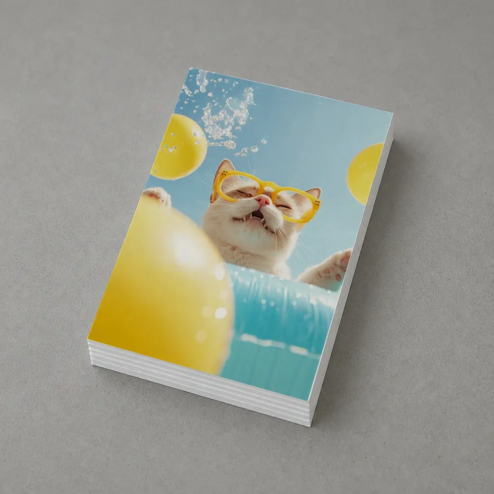 Happy Cat Yellow Sunglasses Pool Summer – Postcards