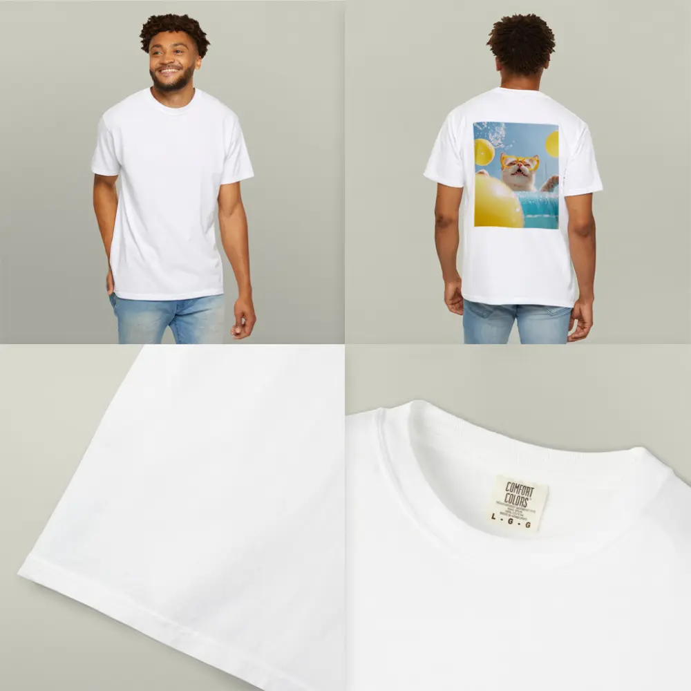 Happy Cat Yellow Sunglasses Pool Summer – T-Shirts