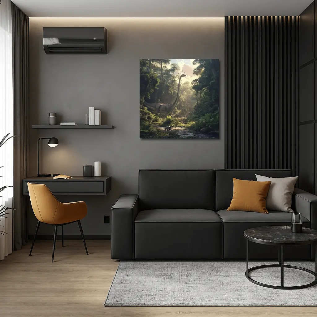 Brachiosaurus Dinosaur Walking Through Ancient Forest – Wall Art