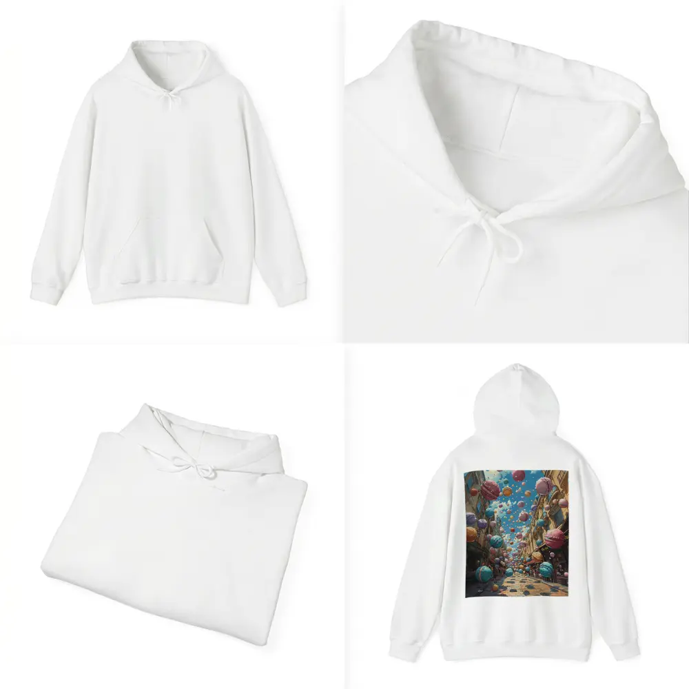 Macarons Floating Over Parisian Street Fantasy – Hoodies