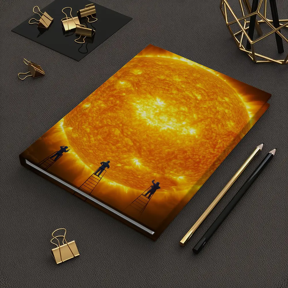 Workers on Ladders Touching Giant Sun – Notebooks