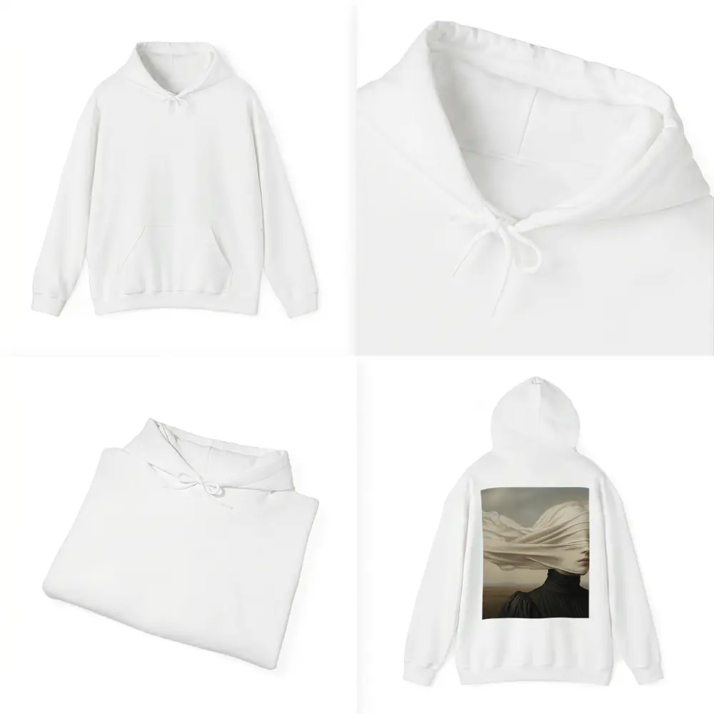 Surreal Woman White Veil Wind Field – Hoodies